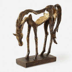 Uttermost 18141 Openly Grazing Contemporary Plated Brushed Brass Horse Sculpture