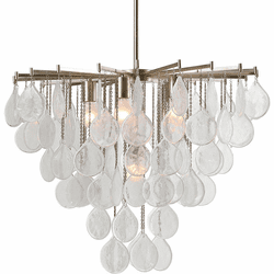 Uttermost 21544 Goccia Contemporary Antiqued Bright Silver Leaf Chandelier Light