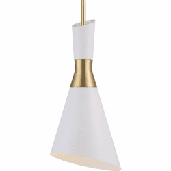 Uttermost 21560 Eames Contemporary Antique Brass & White Mini Hanging Lamp
