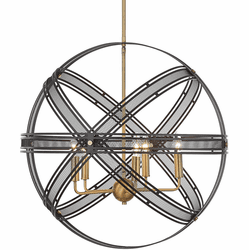 Uttermost 21606 Spherical Modern Bronze And Antique Brass Accent Pendant Lamp