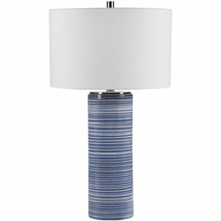 Uttermost 28284 Montauk White And Indigo With Polished Nickel Table Top Lamp
