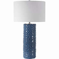 Uttermost 28285 Ciji Deep Indigo With Brushed Nickel And Crystal Side Table Lamp