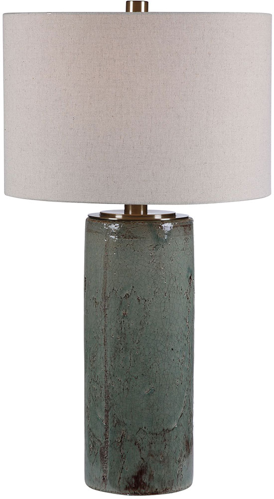 Uttermost 28333 Callais Crackled Aqua Blue With Dark Bronze and Brushed