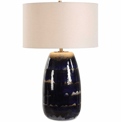 Uttermost 30549 Orleans Contemporary Heavy Blue Drip Glaze Table Lamp Lighting
