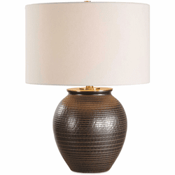 Uttermost 30562-1 Hawkins Contemporary Dark Bronze Glaze Table Top Lamp