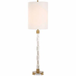 Uttermost 30569-1 York Modern Embossed Crystal Column Buffet Lighting Table Lamp