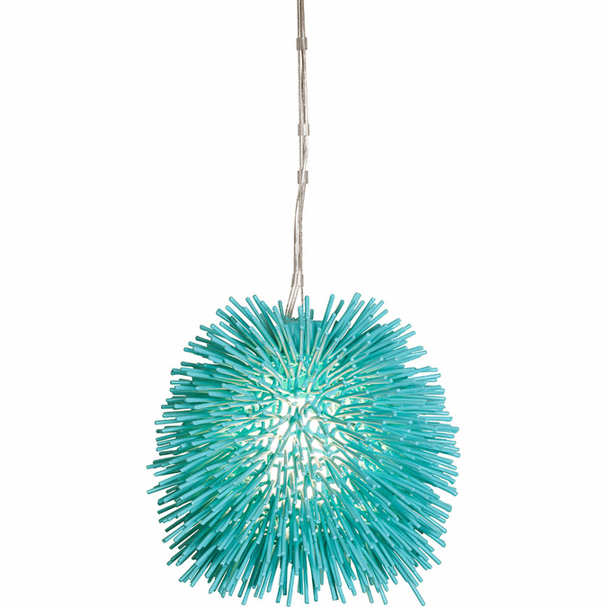 Varaluz 169M01AQ Urchin Contemporary Aqua Velvet Mini Pendant Hanging Light