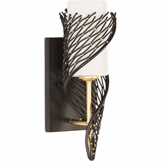 Varaluz 240K01MBFG Flow Modern Matte Black / French Gold Wall Lamp