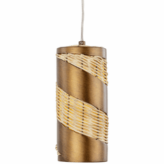 Varaluz 240M01BTR Flow Modern Baguette / Natural Rattan Mini Pendant Hanging Light
