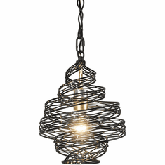 Varaluz 240P01MBFG Flow Contemporary Matte Black / French Gold Mini Hanging Light