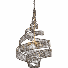 Varaluz 240P03MBFG Flow Modern Matte Black / French Gold 18" Pendant Lighting Fixture