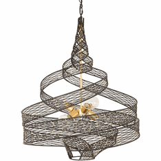 Varaluz 240P06LMBFG Flow Modern Matte Black / French Gold 30" Drop Ceiling Light Fixture