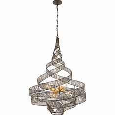 Varaluz 240P06MBFG Flow Contemporary Matte Black / French Gold 26" Hanging Pendant Light