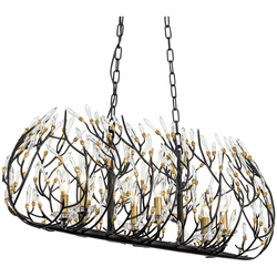 Varaluz 271N06MBFG Bask Contemporary Matte Black / French Gold 36" Island Lighting