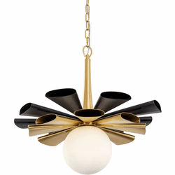 Varaluz 372P01LMBFG Daphne Modern Matte Black / French Gold 24.5" Pendant Light