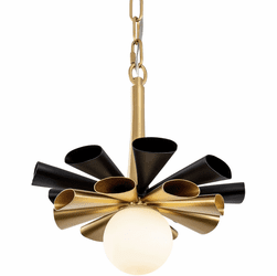 Varaluz 372P01SMBFG Daphne Contemporary Matte Black / French Gold LED 12" Hanging Lamp