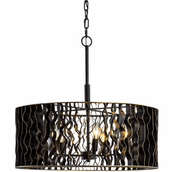 Varaluz 380P05MBFG Estela Modern Matte Black / French Gold 24" Drum Hanging Light
