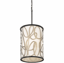 Varaluz 381F06MBAR Scribble Contemporary Matte Black / Artifact Drum Lighting Pendant