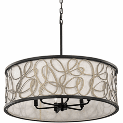 Varaluz 381P06MBAR Scribble Modern Matte Black / Artifact 28" Drum Pendant Hanging Light