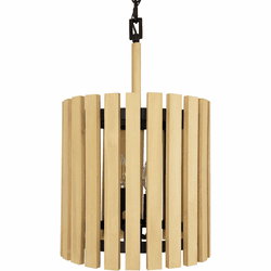 Varaluz 387P02MBH Suratto Modern Matte Black / Honey Blonde Mini Drum Pendant Light