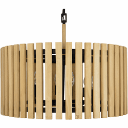 Varaluz 387P06MBH Suratto Contemporary Matte Black / Honey Blonde 24" Drum Pendant Lighting
