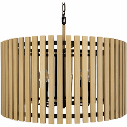 Varaluz 387P08MBH Suratto Modern Matte Black / Honey Blonde 30" Drum Drop Lighting Fixture