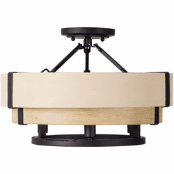 Varaluz 389S03MBHN Blonde Moment Modern Matte Black / Honey / Medium Oak Flush Lighting