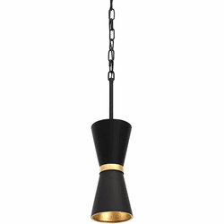 Varaluz 390M01MBFG Mad Hatter Contemporary Matte Black / French Gold Mini Ceiling Light Pendant