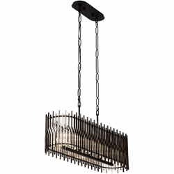Varaluz 393N05MBFG Park Row Contemporary Matte Black / French Gold Kitchen Island Light Fixture