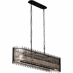 Varaluz 393N06MBFG Park Row Contemporary Matte Black / French Gold Island Light Fixture