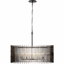 Varaluz 393P10MBFG Park Row Modern Matte Black / French Gold 40" Drum Hanging Lamp