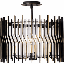 Varaluz 393S04MBFG Park Row Modern Matte Black / French Gold Ceiling Light Fixture