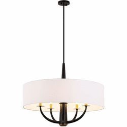 Varaluz 503P05BLSB Patchwork Black / Satin Brass 30" Drum Pendant Light