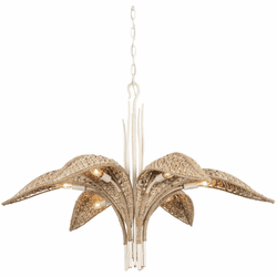Varaluz 519C06CW Century Palm Modern Country White Chandelier Lighting