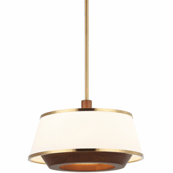 Varaluz 520P03SBW Desert Flyer Modern Satin Brass / Medium Walnut 16" Drum Pendant Hanging Light