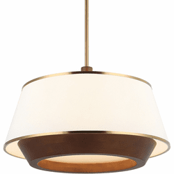 Varaluz 520P06SBW Desert Flyer Contemporary Satin Brass / Medium Walnut 26" Drum Drop Lighting