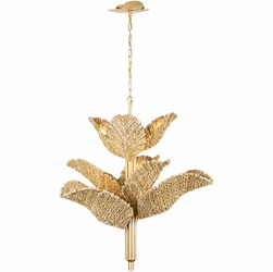 Varaluz 901C09FGN Banana Leaf Tropical French Gold Drop Lighting