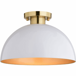 Vaxcel C0305 Devon Modern Glossy White and Satin Brass Flush Mount Lighting