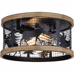 Vaxcel C0307 Kodiak Modern Black and Burnished Teak Flush Lighting