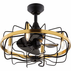 Vaxcel F0127 Kenton Contemporary Black and Satin Brass LED 21" Home Ceiling Fan