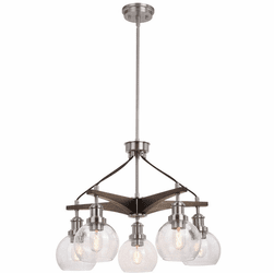 Vaxcel H0256 Avondale Modern Satin Nickel and Dark Sycamore Lighting Chandelier
