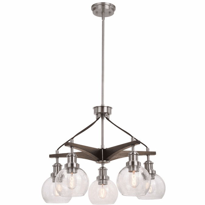 Vaxcel H0256 Avondale Modern Satin Nickel and Dark Sycamore Lighting Chandelier