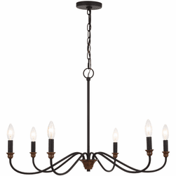 Vaxcel H0265 Annabelle Contemporary Matte Black and Brushed Walnut Chandelier Lighting
