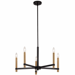 Vaxcel H0267 Damen Contemporary Matte Black and Natural Brass Ceiling Chandelier