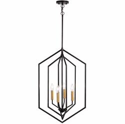 Vaxcel P0388 Riley Contemporary Black and Satin Brass Foyer Lighting Fixture