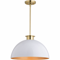 Vaxcel P0411 Devon Contemporary Glossy White and Satin Brass Hanging Light