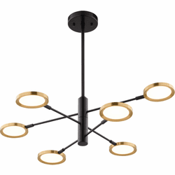 Vaxcel P0424 Cullerto Contemporary Matte Black and Antique Gold LED Chandelier Lamp