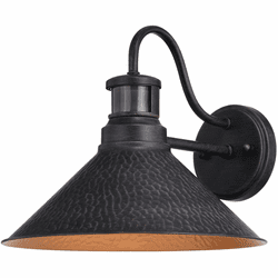 Vaxcel T0670 Outland Aged Iron and Light Gold 12" Dusk To Dawn Motion Sensor Exterior Light Sconce