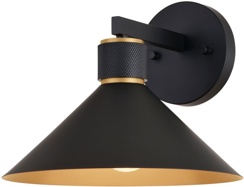 Vaxcel T0681 Dunbar Modern Matte Black and Gold 10" Outdoor Wall
