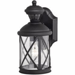 Vaxcel T0713 Henderson Textured Black Dusk To Dawn Motion Sensor Exterior Lighting Sconce